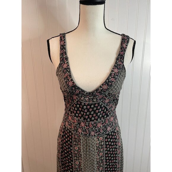 Pull & Bear Womens Floral Maxi Dress Black & Pink Viscose Size M - Picture 5 of 14